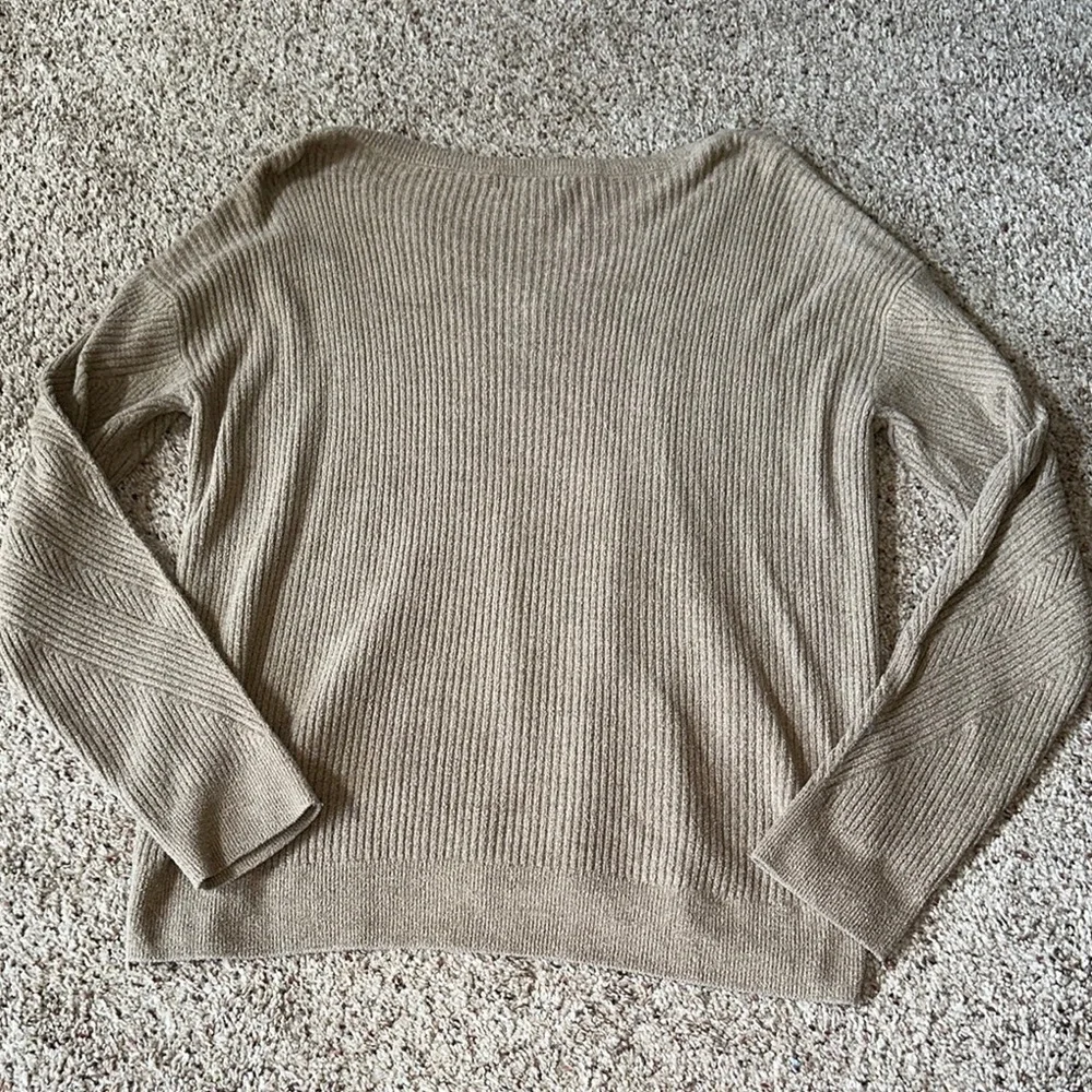 Barefoot Dreams Tan V-Neck Sweater Soft Knit